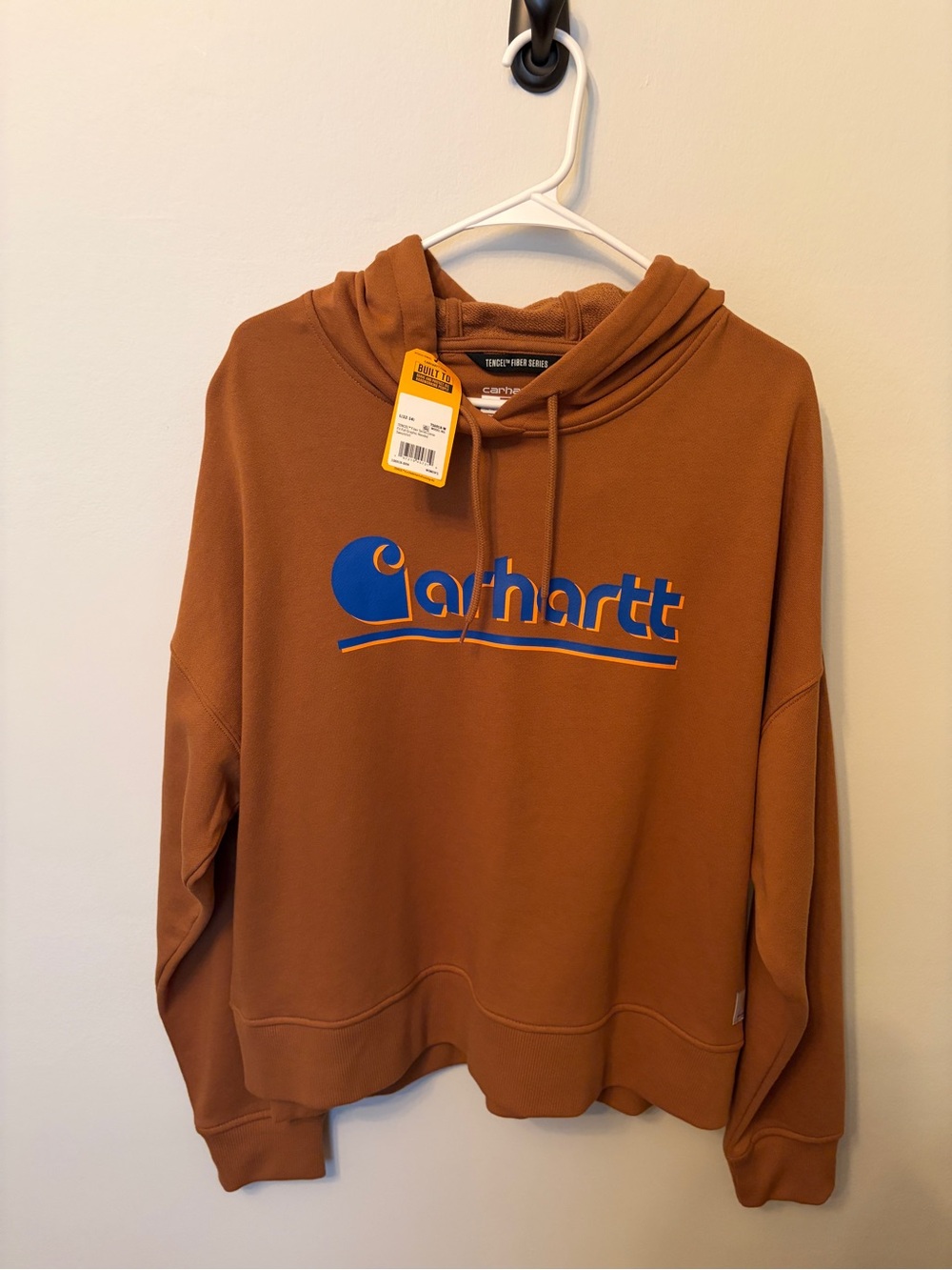 Carhartt Brown Hooded Sweatshirt with Blue Logo